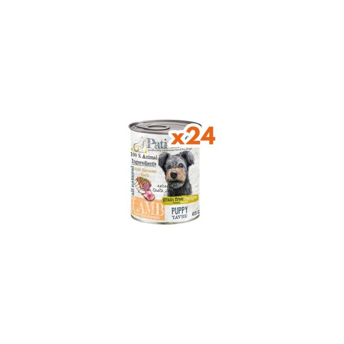 Pati Life 24’Lü Kuzu Etli Konserve Yaş Yavru Köpek Maması 415 Gr