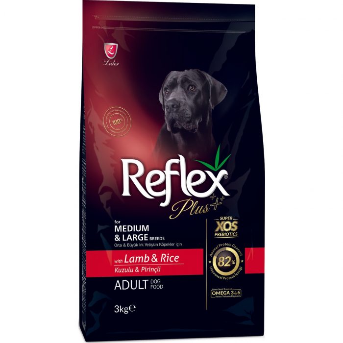 Reflex  Plus Orta&Büyük Irk Kuzu&Pirinç Yetişkin Köpek Maması 3 Kg