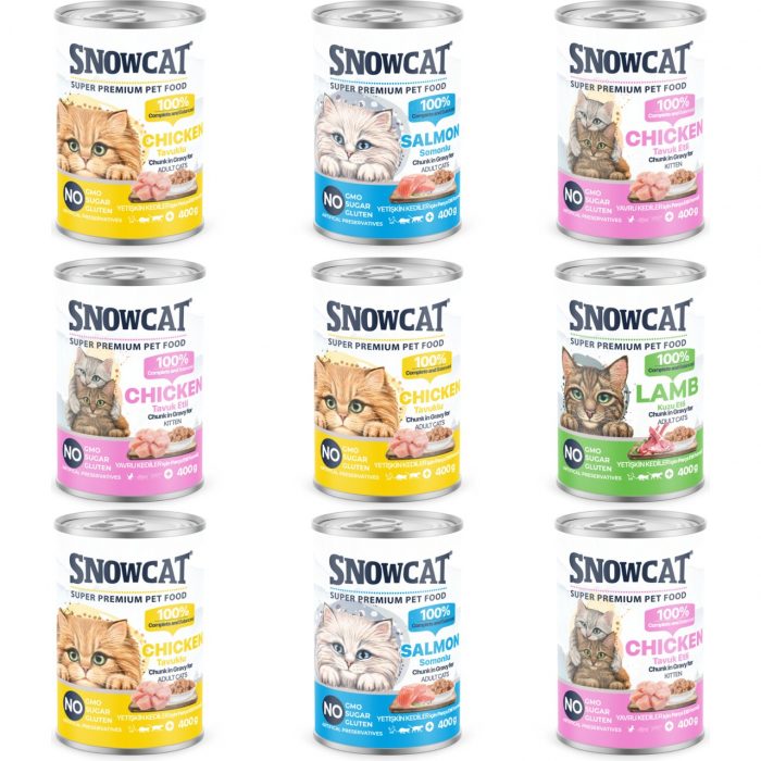 Snow Cat Premium Parça Etli Karışık Kedi Konservesi 12 ADET*400 G